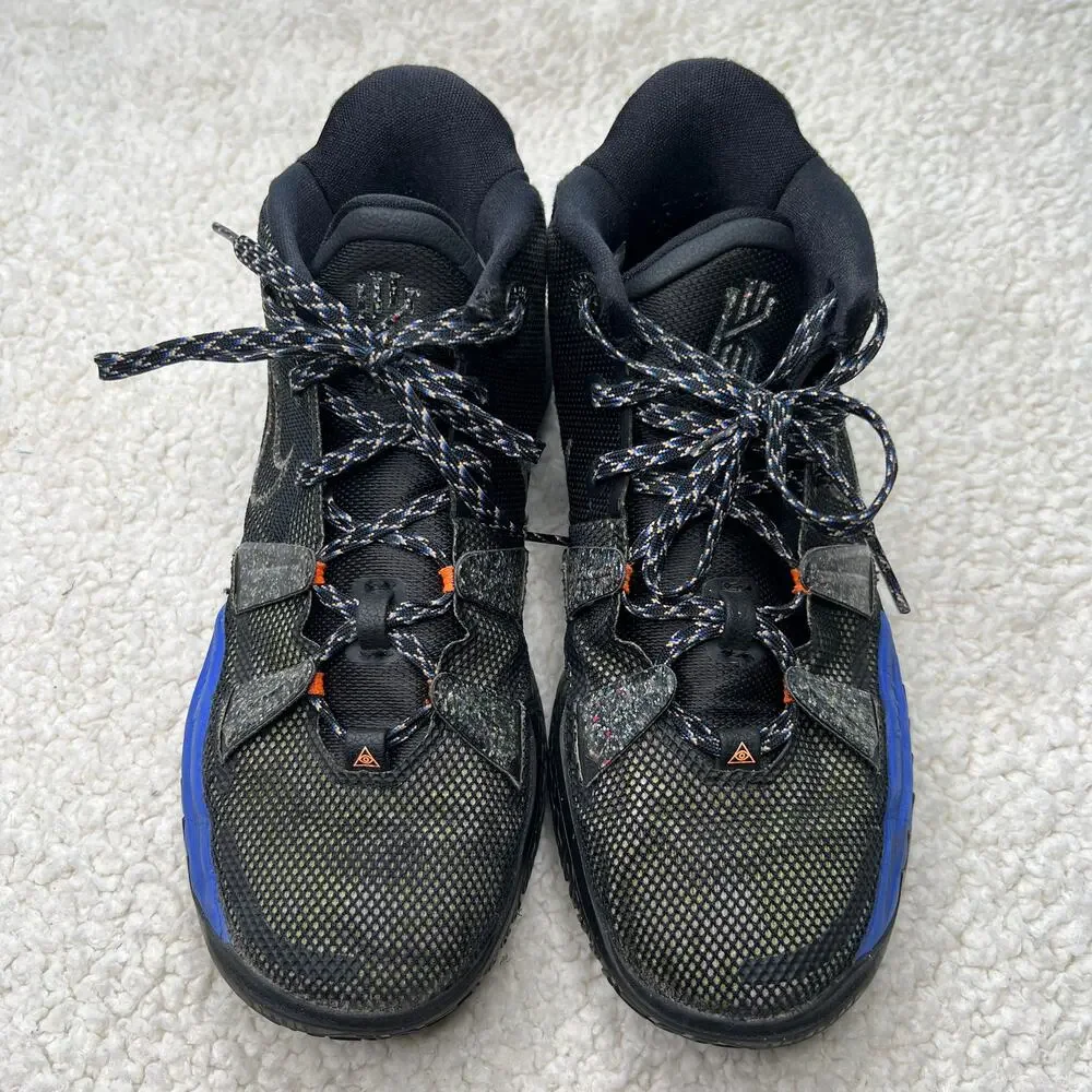 Boys Nike Kyrie 7 Black Blue GS Grind High Tops, Youth Size 5
